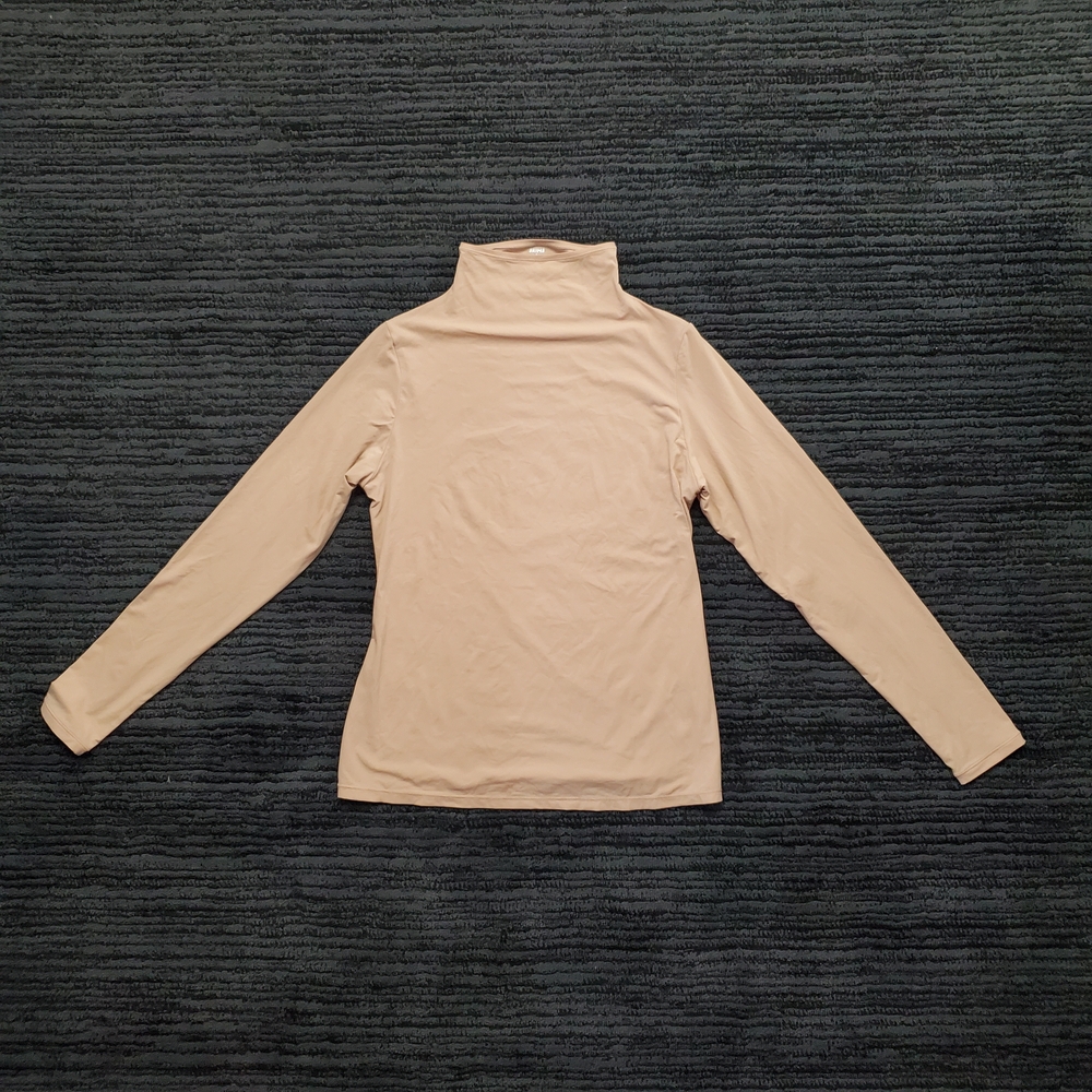Skims Size XL Nude Seamless Mock Neck Long Sleeve Pullover Stretch Knit Top